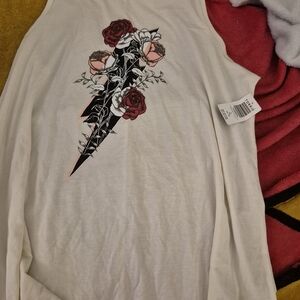 Torrid White Sleeveless Tank Top with Floral Design